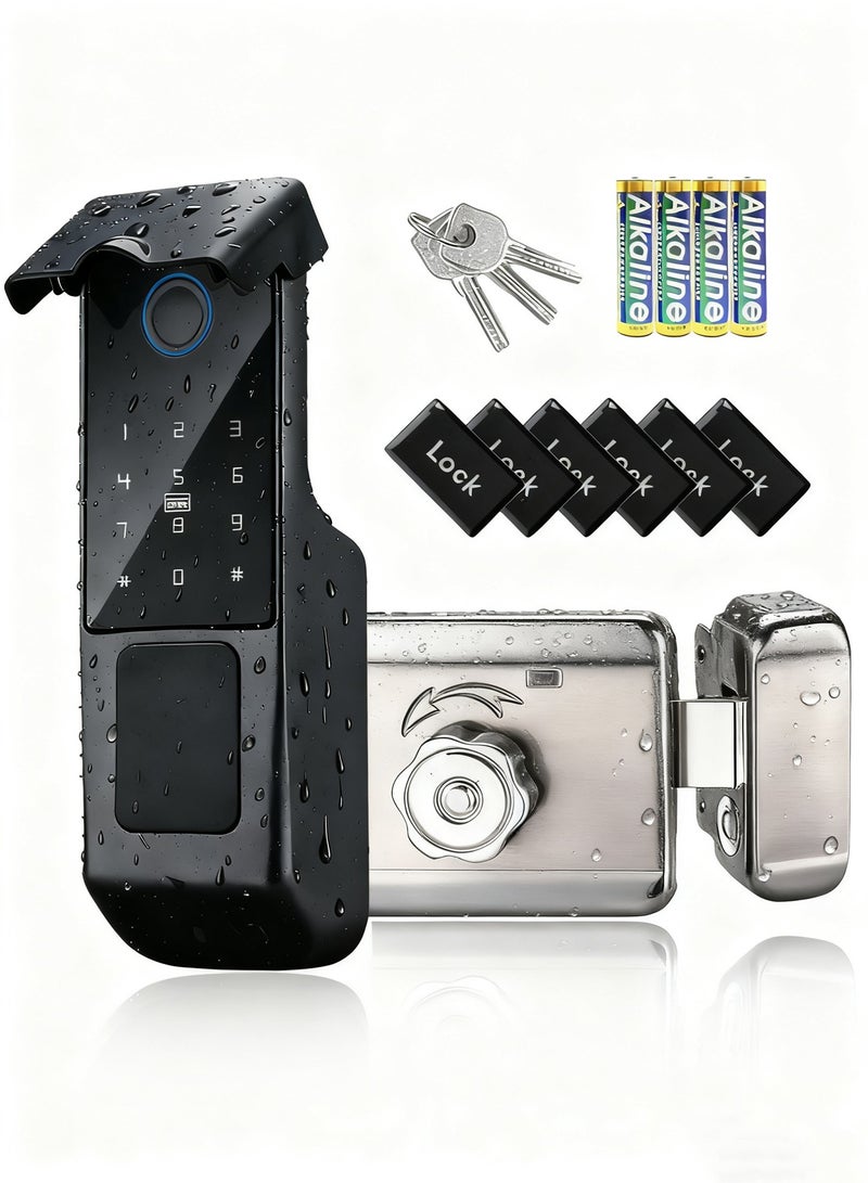 ALINK A-Link Smart Door Lock | IP65 Waterproof & Rustproof Fingerprint Lock | Remote Control via TTLock Bluetooth App over Bluetooth | 4*AA Batteries & 6 Access Cards Included - Image 1